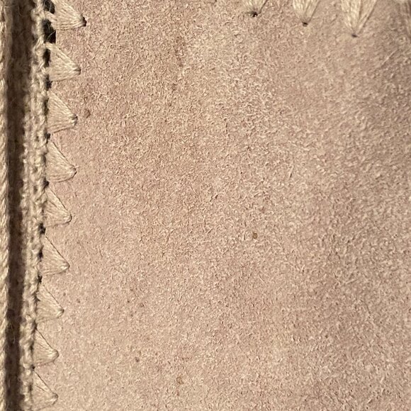 VINTAGE KIKIT Maurice Sasson Women's Suede Leather Jacket Crochet Beige Size (L) - Picture 7 of 10